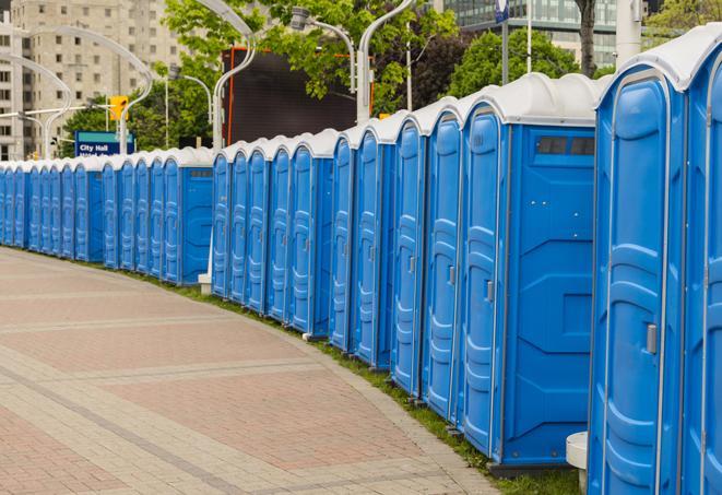Seasonal porta potty units set up at a Quakertown, Pennsylvania venue
